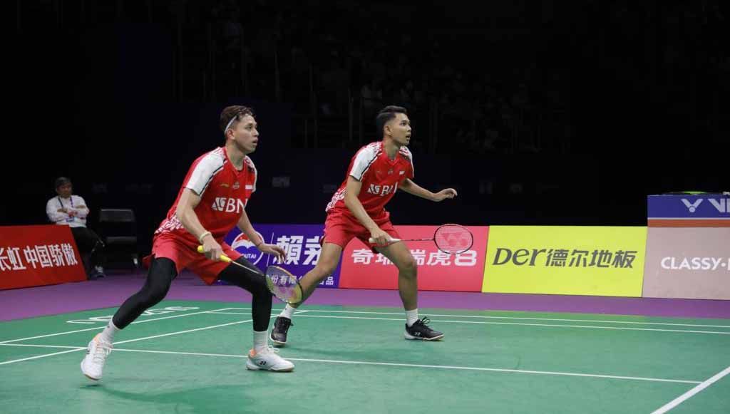 Pasangan ganda putra Indonesia, Fajar Alfian/Muhammad Rian Ardianto di Piala Sudirman 2023. (Foto: PBSI) Copyright: © PBSI