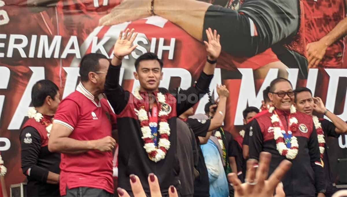 Penyambutan Timnas Indonesia U-22 di VIP Barat Stadion Utama GBK,  Jumat (19/05/23). Copyright: © Ammara Marthiara/Soicaumienbac.cc