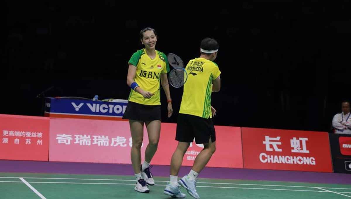Pasangan ganda campuran Indonesia, Rinov Rivaldy/Gloria Emanuelle Widjaja di Piala Sudirman 2023. (Foto: PBSI) Copyright: © PBSI