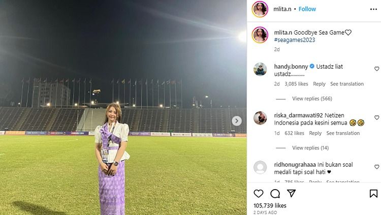 Malita, sosok cantik pembawa baki medali emas timnas Indonesia U-22 di SEA Games 2023. (Foto: instagram@mlita.n) Copyright: © instagram@mlita.n