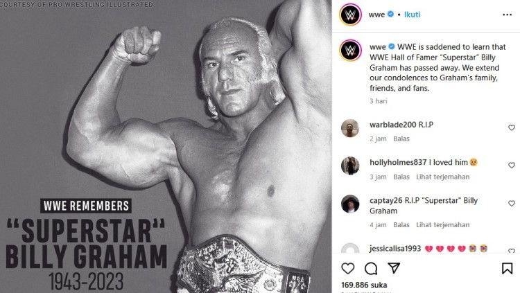 WWE turut berbelasungkawa atas meninggalnya Billy Graham. Foto: instagram/wwe. Copyright: © instagram/wwe