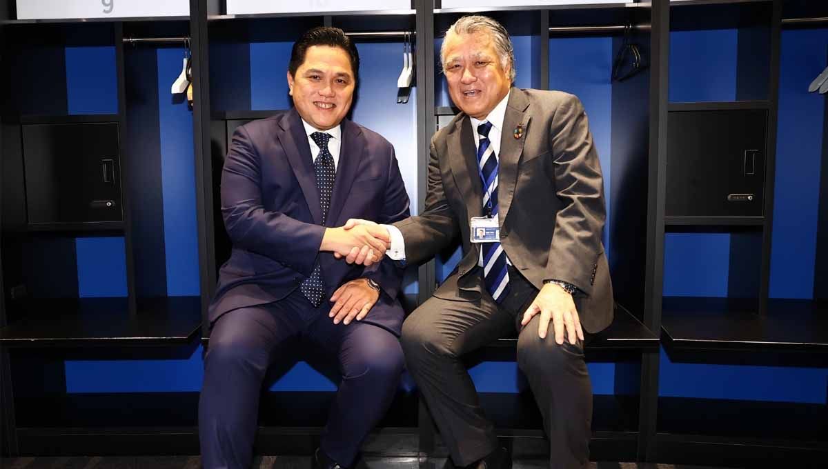 Ketua Umum PSSI Erick Thohir jalin kerjasama dengan JFA untuk perkembangan sepak bola. (Foto:JFA) Copyright: © JFA