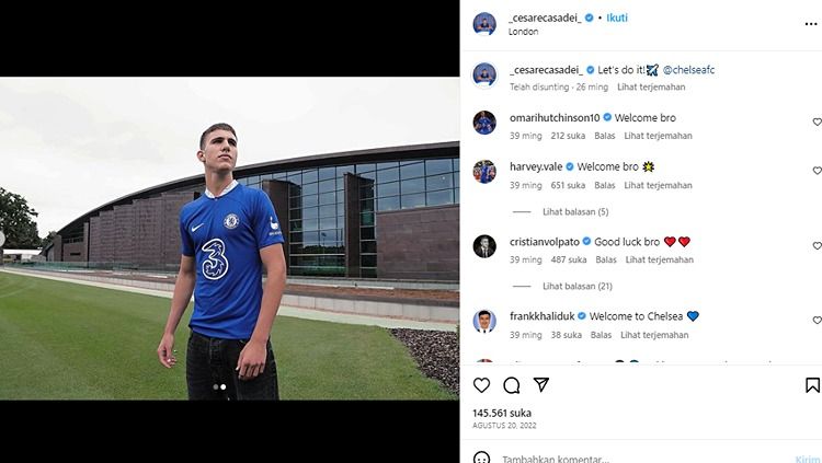 Pemain klub Liga Inggris, Chelsea, yang saat ini sedang dipinjamkan ke Reading, Cesare Casadei, bersinar untuk Timnas Italia di Piala Dunia U-20 2023. Foto: Instagram @_cesarecasadei_. Copyright: © Instagram@_cesarecasadei_