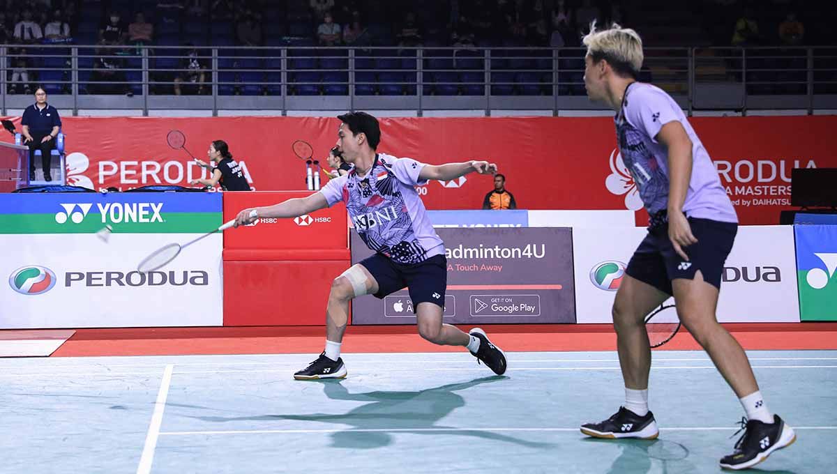 Pasangan ganda putra Indonesia, Kevin Sanjaya/Marcus Gideon kalah di Malaysia Master 2023. (Foto: PBSI) Copyright: © PBSI