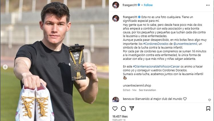 Bek Rayo Vallecano, Fran Garcia, yang bakal bergabung dengan Real Madrid. (Foto: instagram@frangarci11) Copyright: © instagram@frangarci11