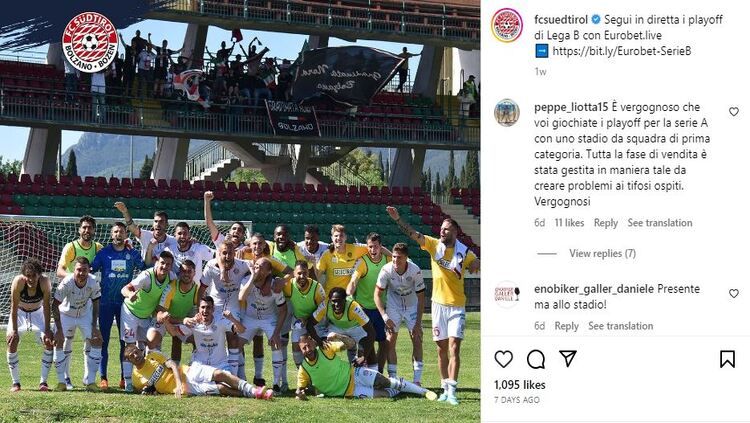 FC Sudtirol, klub yang berpotensi promosi ke Serie A Liga Italia 2023. Copyright: © Instagram @fcsuedtirol