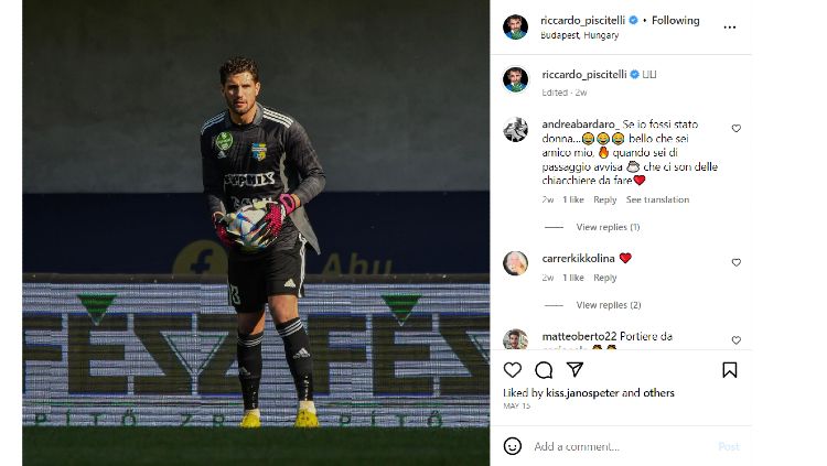 Riccardo Piscitelli, Kiper Teratas Eropa dan Eks Milan yang Ingin Mentas di Liga 1 Copyright: © instagram.com/riccardo_piscitelli