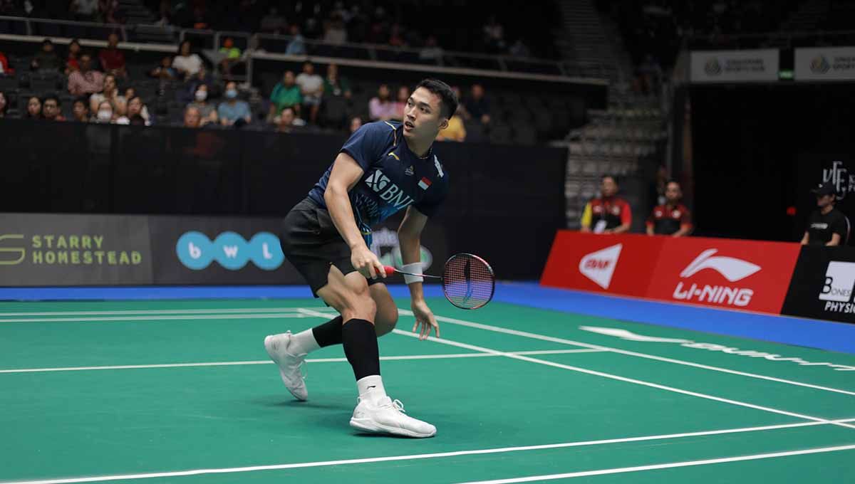 Tunggal putra Indonesia, Jonatan Christie di Singapore Open 2023. (Foto: PBSI) Copyright: © PBSI