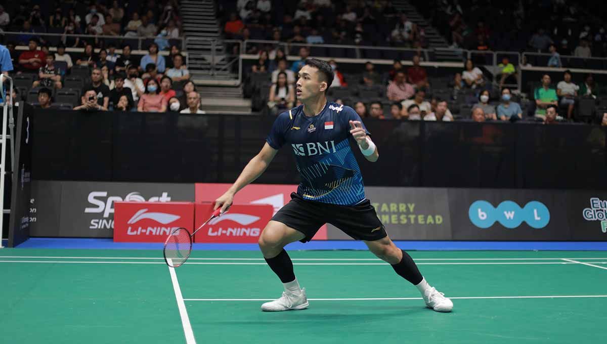 Jonatan Christie membongkar alasan kalah dari Shi Yuqi di babak pertama Singapore Open 2023 dan siap menebus dosa di turnamen bulutangkis Indonesia Open 2023. (Foto: PBSI) Copyright: © PBSI
