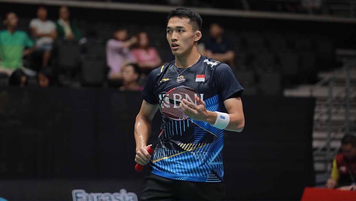 Tunggal putra Indonesia, Jonatan Christie di Singapore Open 2023. (Foto: PBSI) Copyright: © PBSI