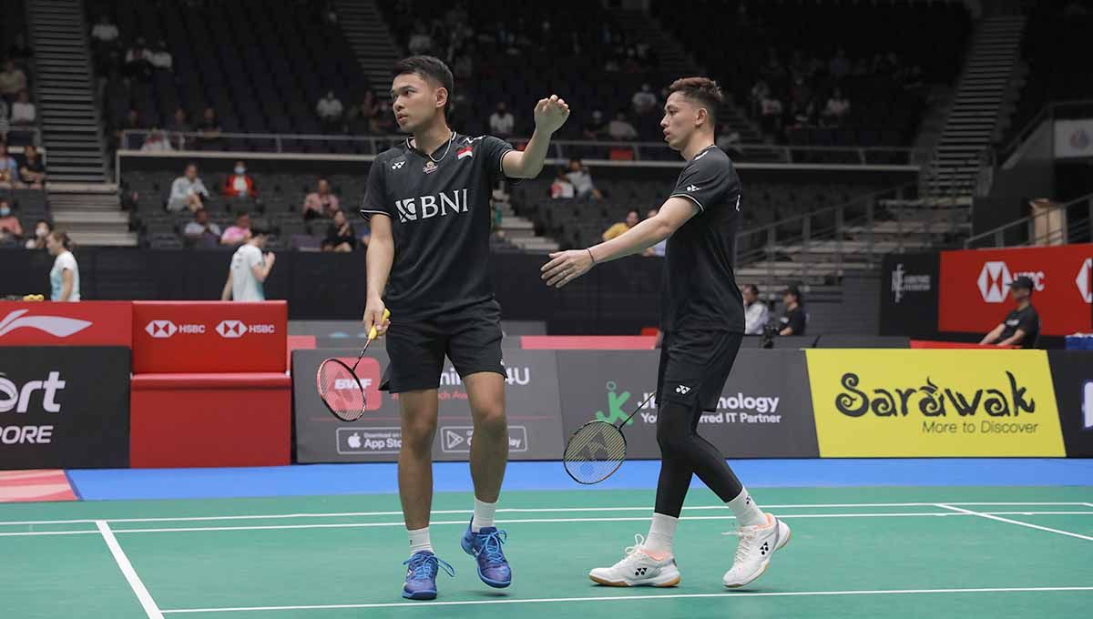 Pasangan ganda putra Indonesia, Fajar Alfian/Muhammad Rian Ardianto di Singapore Open 2023. (Foto: PBSI) Copyright: © PBSI