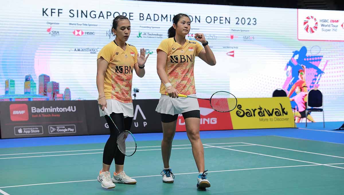 Pasangan ganda putri Febriana Dwipuji Kusuma/Amalia Cahaya Pratiwi mengaku masih banyak kekurangan usai tersingkir di babak pertama Kumamoto Masters 2023. (Foto: PBSI) Copyright: © PBSI