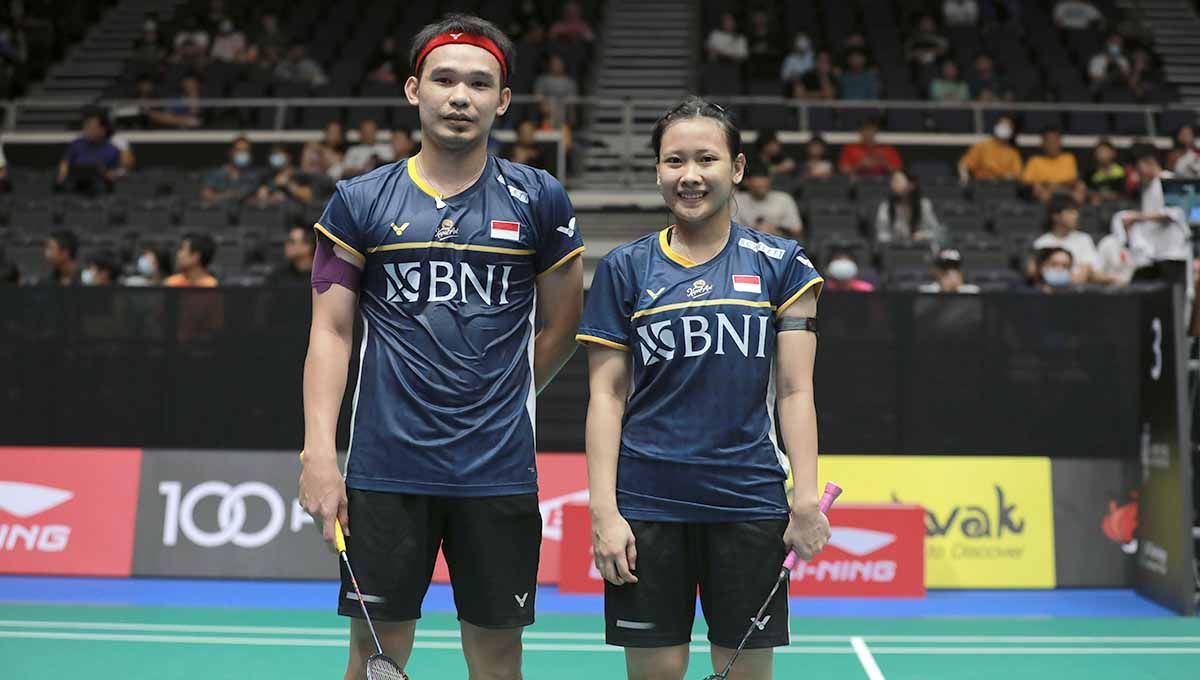 Pasangan ganda campuran Indonesia, Rinov Rivaldy/Pitha Haningtyas Mentari akan menghadapi perang saudara di babak 16 besar Taipei Open 2023. (Foto: PBSI) Copyright: © PBSI