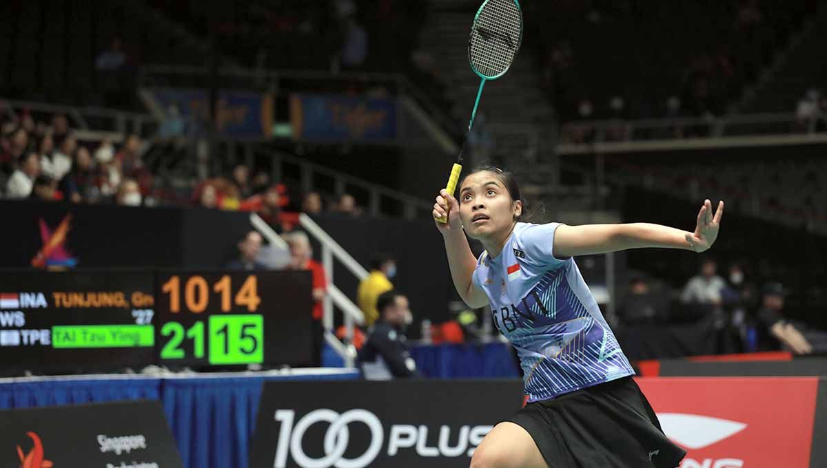 Tunggal putri Indonesia, Gregoria Mariska Tunjung di Singapore Open 2023. (Foto: PBSI) Copyright: © PBSI