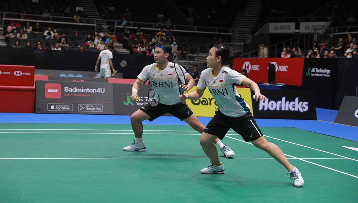 Pasangan ganda campuran Indonesia Rinov Rivaldy/Pitha Haningtyas Mentari di Singapure Open 2023. (Foto: PBSI) Copyright: © PBSI