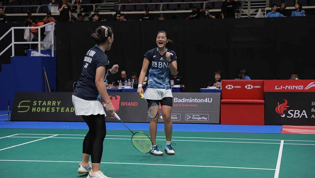 Cuma kalah tipis dari Lee Yu-lim/Shin Seung-chan di final Taipei Open 2023, Febriana Dwipuji Kusuma/Amalia Cahaya Pratiwi langsung dipuji sang lawan bak juara. Copyright: © PBSI