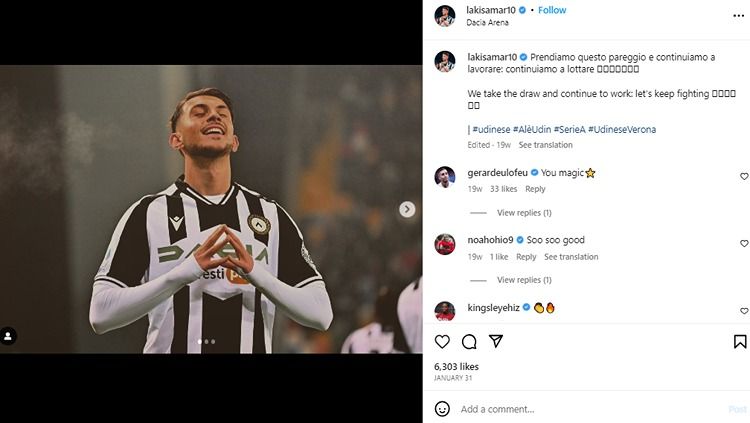 Bintang Udinese, Lazar Samardzic yang jadi incaran juventus. (Foto: instagram @lakisamar10) Copyright: © instagram@lakisamar10