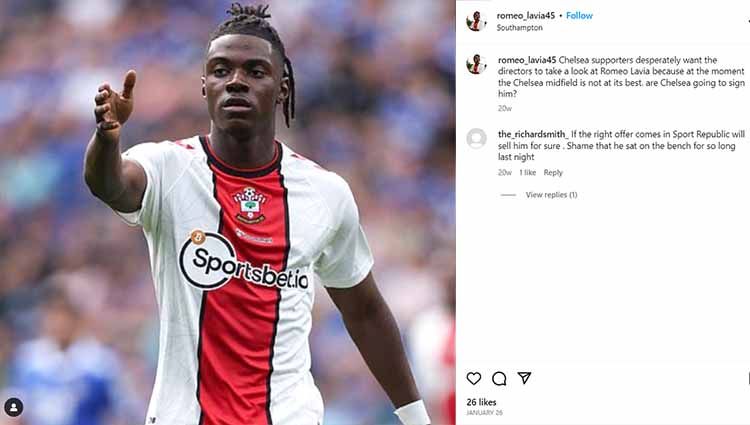 Klub Liga Inggris, Liverpool, membuat tawaran gila-gilaan untuk Romeo Lavia di bursa transfer kali ini, yang tak bisa ditolak Southampton. (Foto: Instagram@romeo_lavia45) Copyright: © Instagram@romeo_lavia45