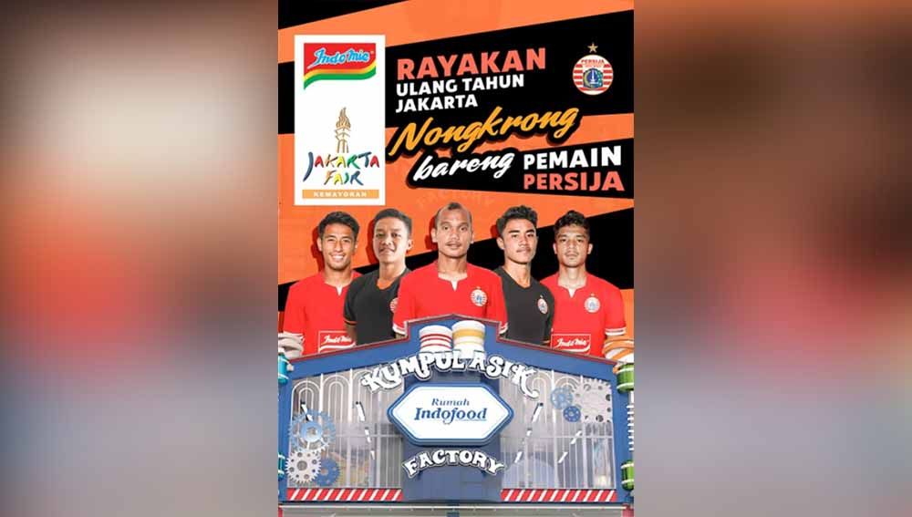 PT Indofood CBP Sukses Makmur Tbk kembali memeriahkan pameran Jakarta Fair Kemayoran (JFK) 2023 dengan menghadirkan lima pemain Persija. Copyright: © indomie