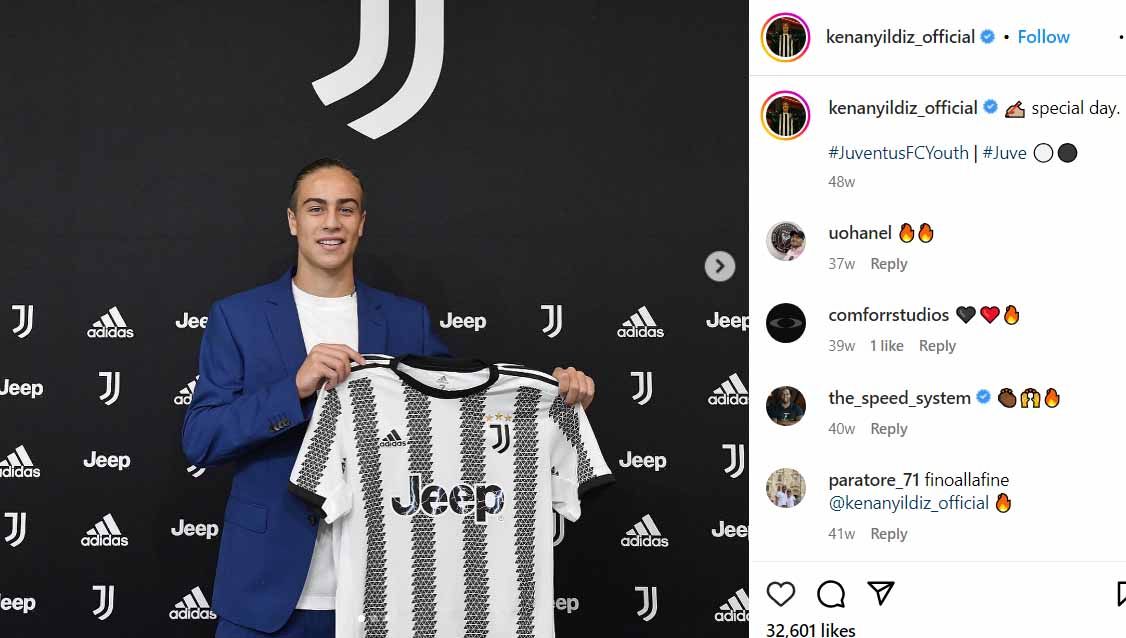 Pemain muda Juventus, Kenan Yildiz. Copyright: © Instagram@kenanyildiz_official