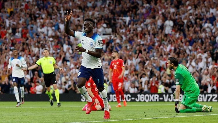 Rekap hasil Kualifikasi Euro 2024, Senin hingga Selasa (20/06/23), diwarnai kemenangan besar Inggris dan kemenangan tipis Prancis. Copyright: © Reuters/Jason Cairnduff