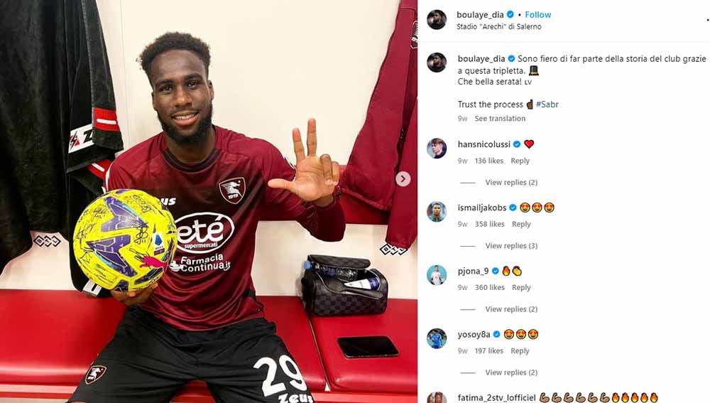 Boulaye Dia, pemain Salernitana yang jadi buruan AC Milan di bursa transfer musim panas 2023. (Foto: Instagram@boulaye_dia) Copyright: © Instagram@boulaye_dia