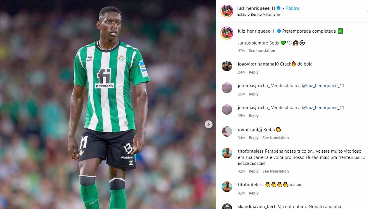 Pemain Real Betis, Luiz Henrique. (Foto: Instagram@luiz_henriqueee_11) Copyright: © Instagram@luiz_henriqueee_11