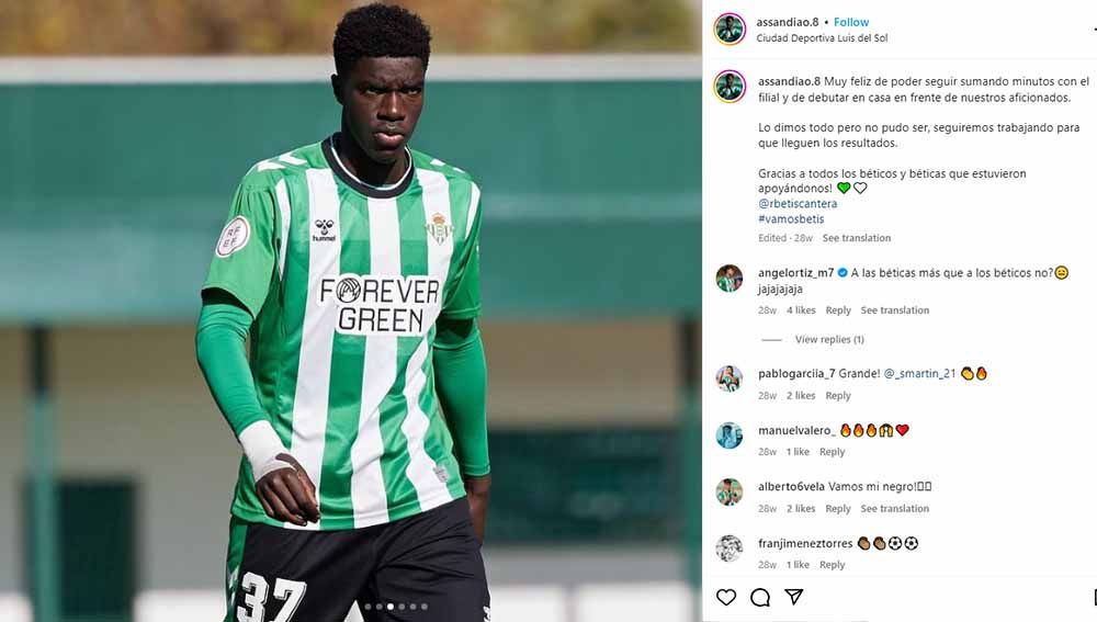 Winger muda Real Betis, Assane Diao. (Foto: Instagram@assandiao.8) Copyright: © Instagram@assandiao.8