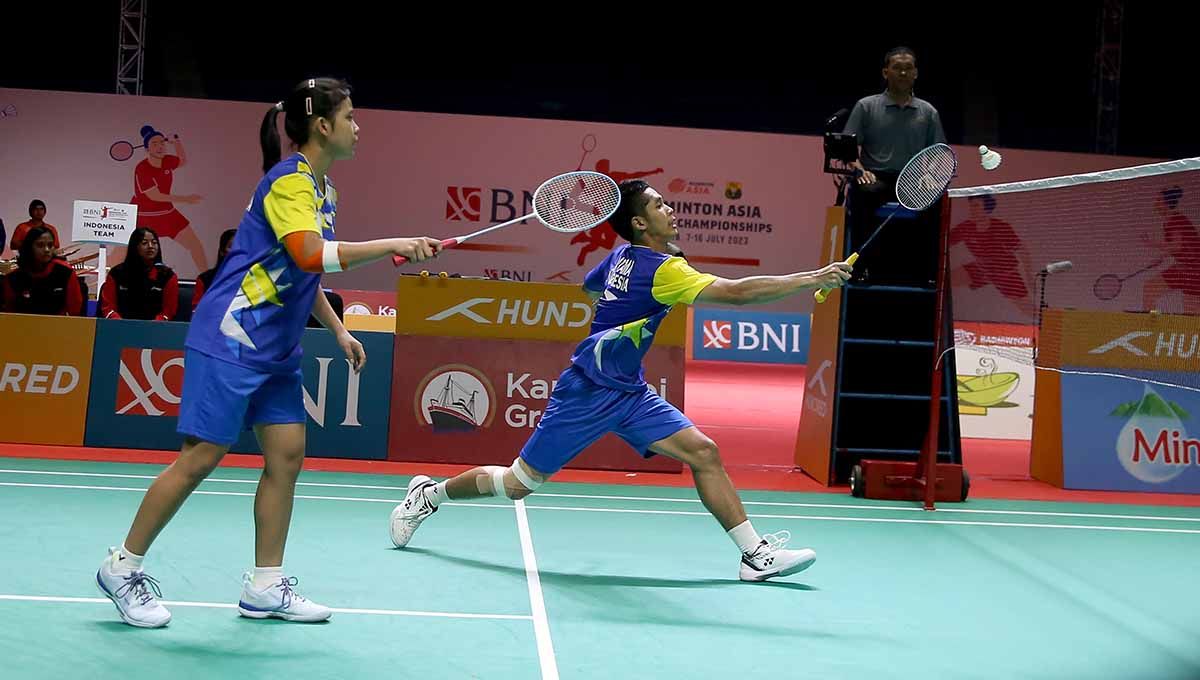 Pasangan ganda campuran Indonesia Adrian Pratama/Felisha Alberta Nathaniel Pasaribu, di Badminton Asia Championships 2023. (Foto: PBSI) Copyright: © PBSI