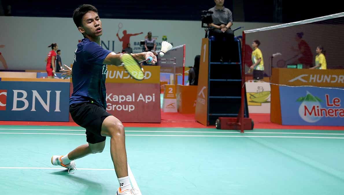 Tunggal Putra Indonesia, Zidane Cahyo Nugroho di Kejuaraan BNI Badminton Asia Junior Championships (AJC) 2023. (Foto: PBSI) Copyright: © PBSI