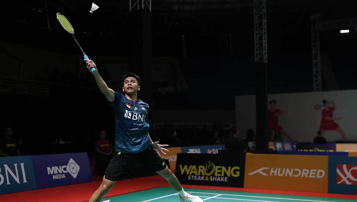 Tunggal Putra Indonesia, Zidane Cahyo Nugroho di Kejuaraan BNI Badminton Asia Junior Championships (AJC) 2023. (Foto: PBSI) Copyright: © PBSI