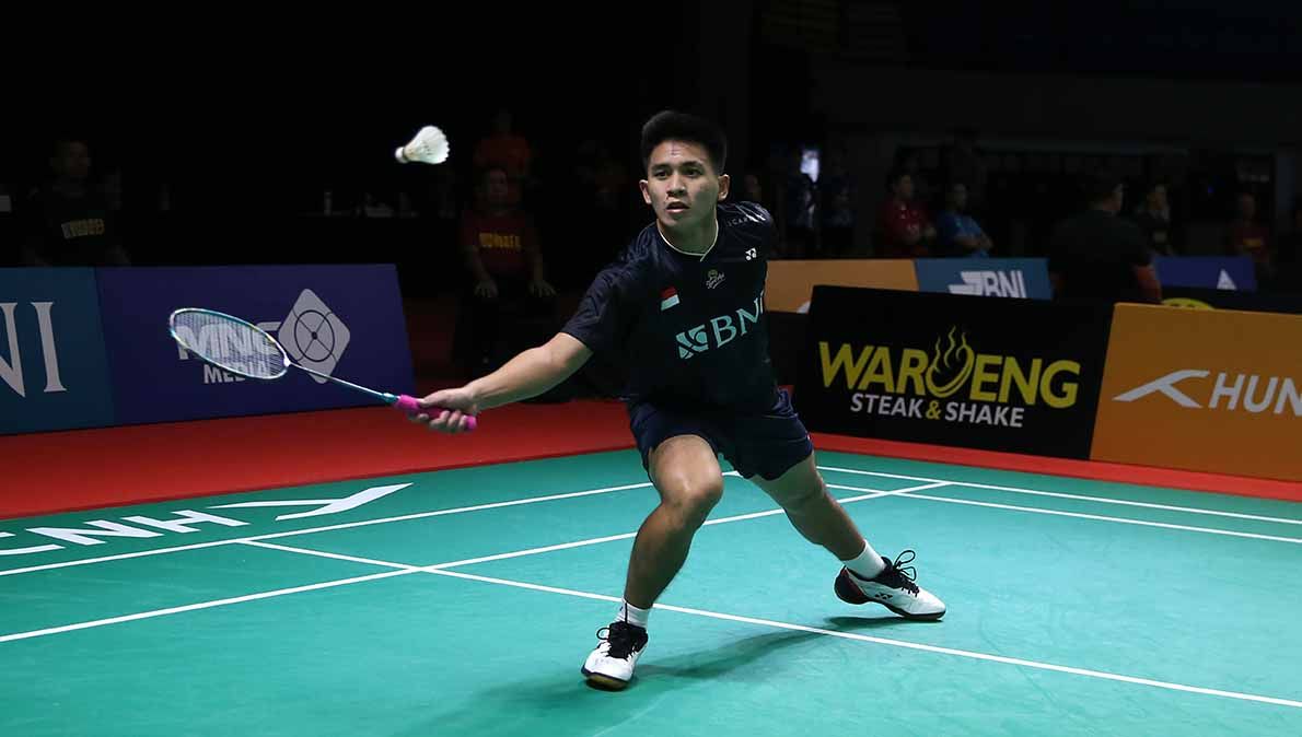 Tunggal Putra Indonesia, Bodhi Ratana Teja Gotama di Kejuaraan BNI Badminton Asia Junior Championships (AJC) 2023. (Foto: PBSI) Copyright: © PBSI