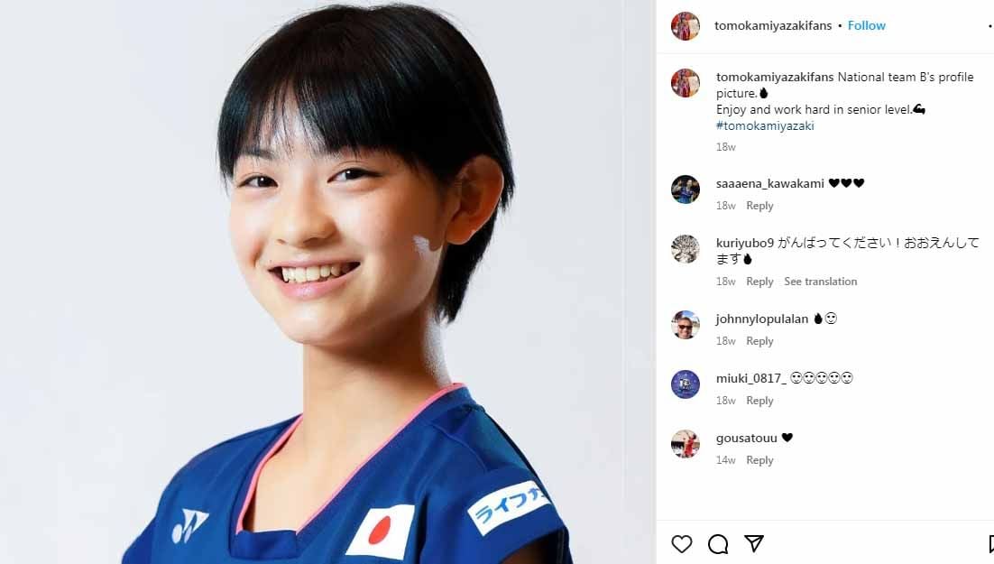 Tomoka Miyazaki, tunggal putri asal Jepang di Piala Suhandinata. (Foto: Instagram@tomokamiyazakifans) Copyright: © Instagram@tomokamiyazakifans