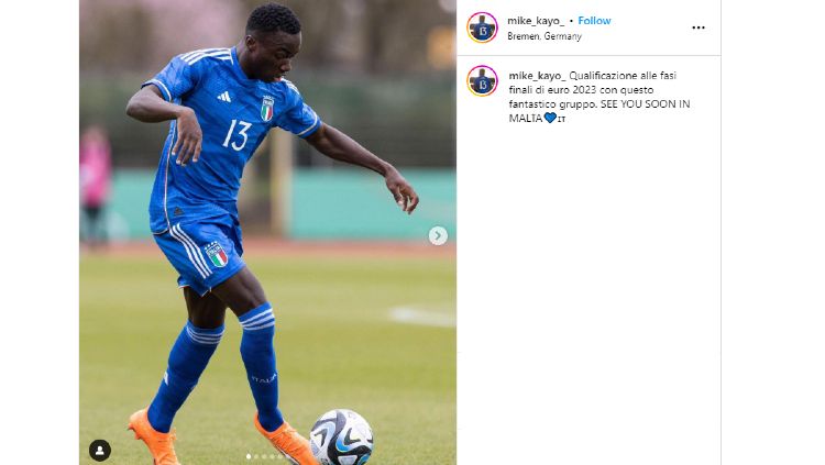 Michael Kayode, Pahlawan Italia saat Juara Euro U-19 Copyright: © instagram.com/mike_kayo_/