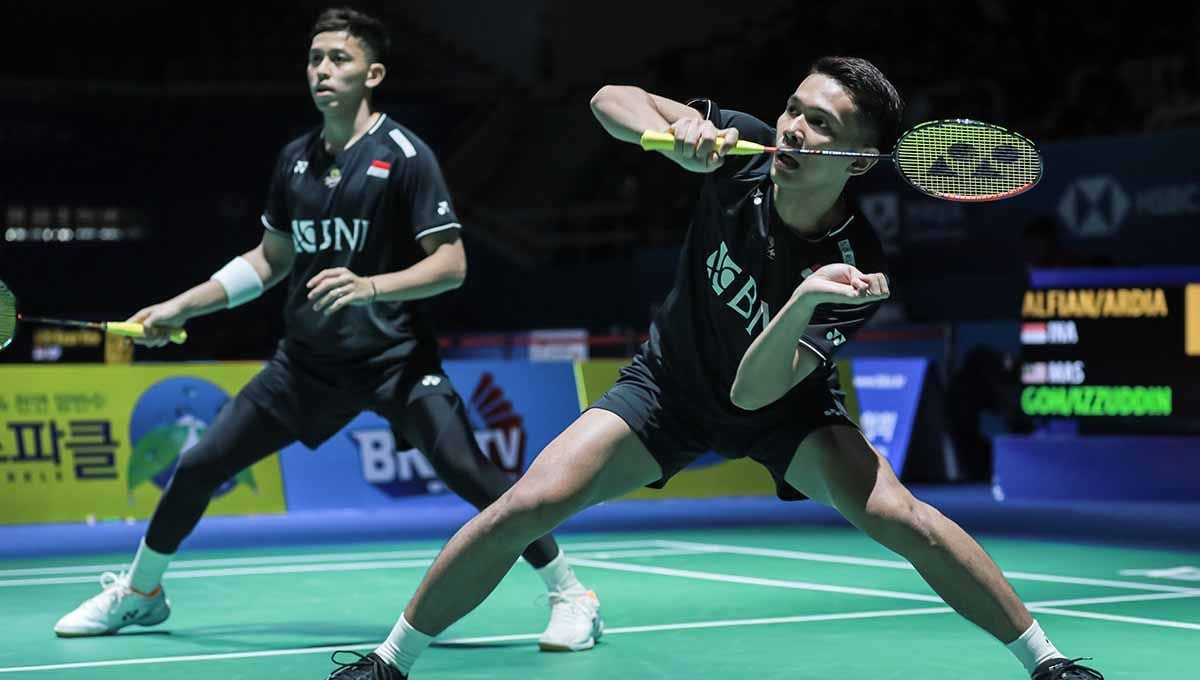 Pasangan ganda putra Indonesia, Fajar Alfian/Muhammad Rian Ardianto tampil di Kejuaraan Dunia Bulutangkis 2023. (Foto: PBSI) Copyright: © PBSI