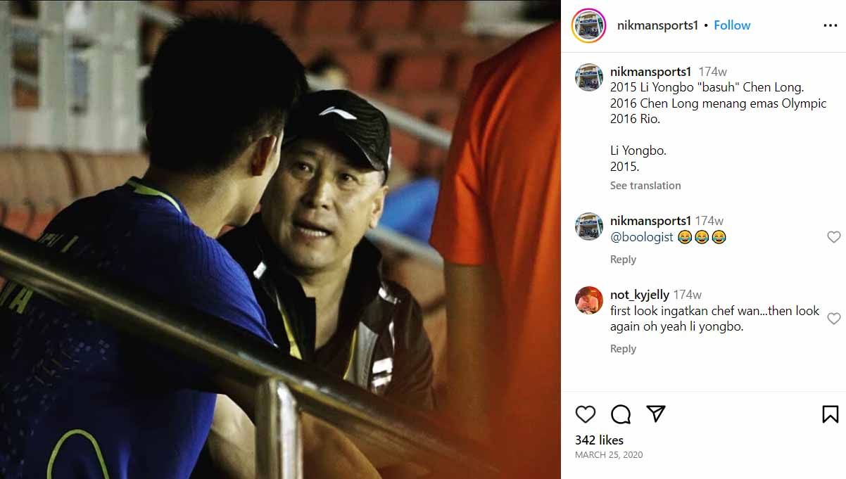 Li Yongbo, pelatih legenda bulutangkis China. (Foto: Instagram@nikmansports1) Copyright: © Instagram@nikmansports1