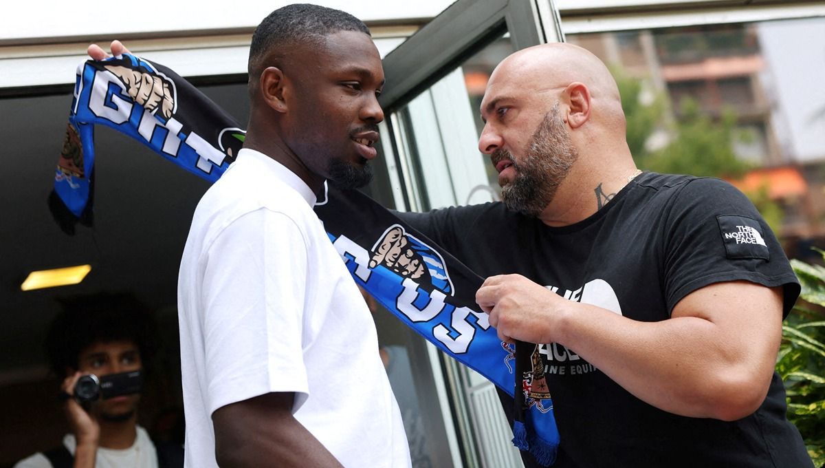 Klub Liga Italia (Serie A), Inter Milan, patut berbahagia karena punya Marcus Thuram yang merupakan perpaduan Romelu Lukaku dan Edin Dzeko. Copyright: © REUTERS/Claudia Greco