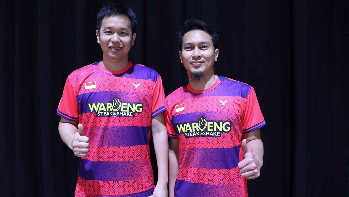 Pasangan ganda putra Indonesia, Hendra Setiawan/Mohamad Ahsan di Australian Open 2023. (Foto: PBSI) Copyright: © PBSI