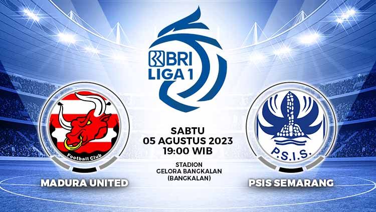 Hasil Liga 1 2023/2024 pekan ke-6 antara Madura United vs PSIS Semarang di Stadion Gelora Bangkalan, Sabtu (05/08/23), berakhir dengan skor 1-0 untuk tuan rumah. Copyright: © Grafis: Yuhariyanto/INDOSPORT