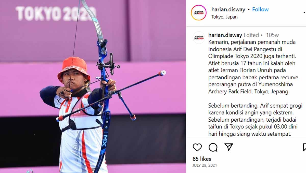 Mari menilik beberapa fakta Arif Dwi Pangestu, atlet panahan muda Indonesia yang berhasil mengunci tiket Olimpiade Paris 2024. Copyright: © Instagram@harian.disway