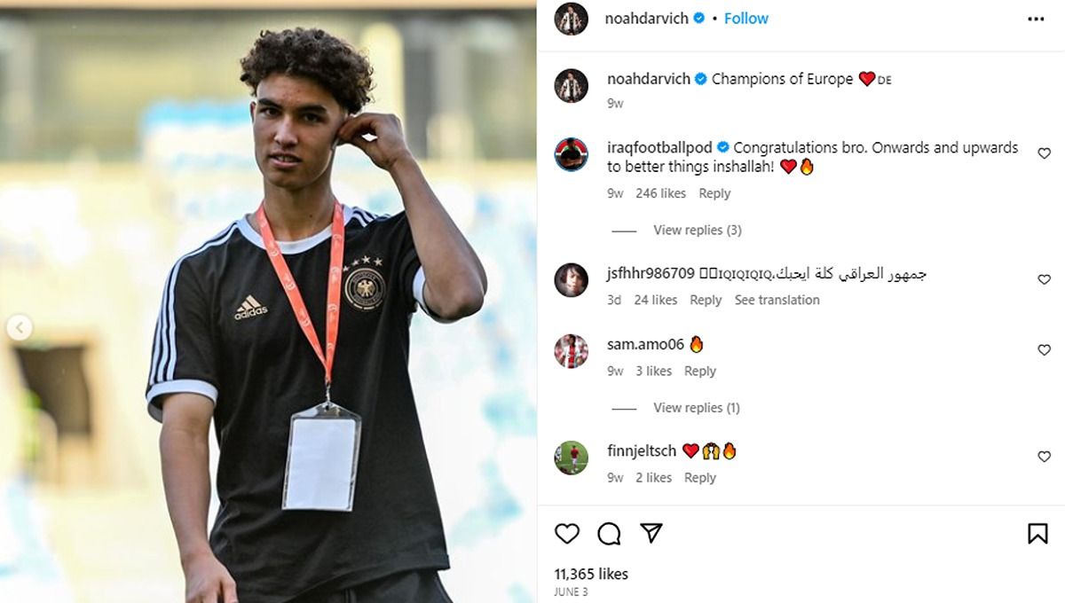 Klub Liga Spanyol (LaLiga), Barcelona, resmi medatangkan talenta berbakat dari Freiburg, Noah Darvich, pada bursa transfer musim panas 2023.. (Foto: instagram@noahdarvich) Copyright: © instagram@noahdarvich