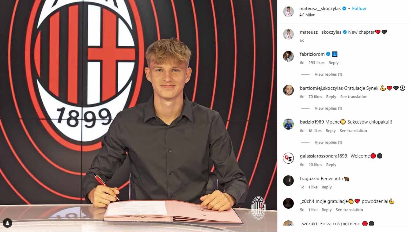 Mateusz Skoczylas, rekrutan baru AC Milan. (Foto: Instagram@mateusz__skoczylas) Copyright: © Instagram@mateusz__skoczylas