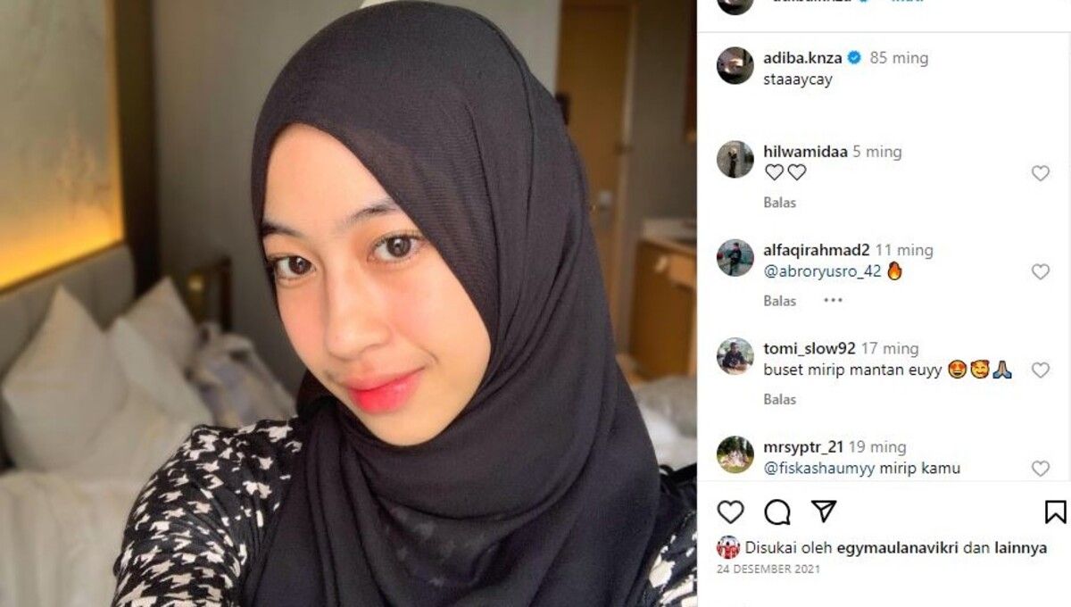 Adiba Khanza, anak dari almarhum Ustaz Jefri Al-Buchori dan Ummi Pipik, kini jadi calon istri Egy Maulana Vikri (foto: IG @adiba.knza) Copyright: © Instagram @adiba.knza