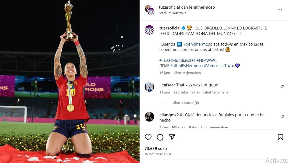 Jenni Hermoso, juara Piala Dunia Wanita 2023 yang viral 'dilecehkan' presiden PSSI Spanyol Copyright: © Instagram @jennihermoso