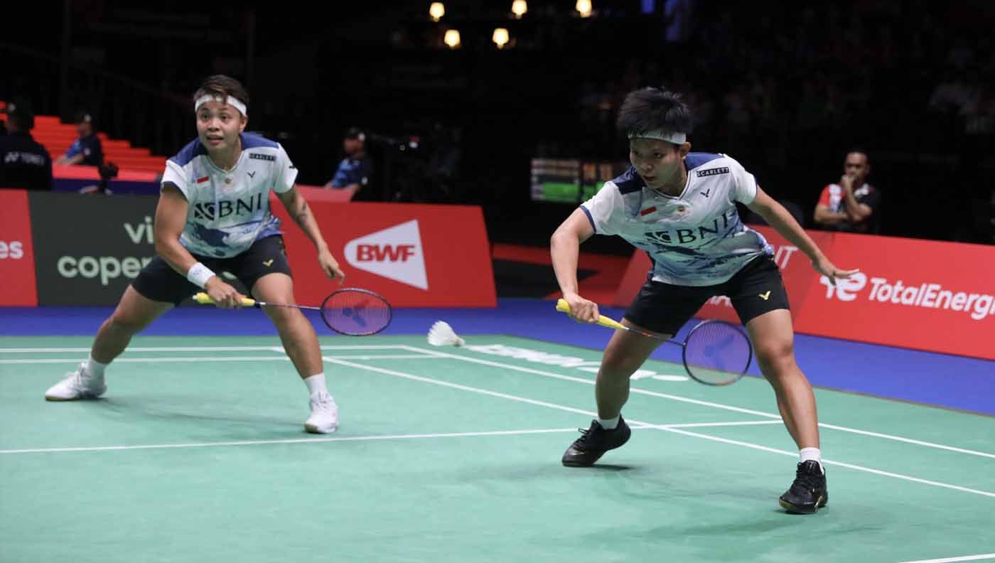 Pasangan ganda putri Indonesia, Apriyani Rahayu/Siti Fadia Silva Ramadhanti akan tampil di final Kejuaraan Dunia Badminton 2023. (Foto: PBSI) Copyright: © PBSI