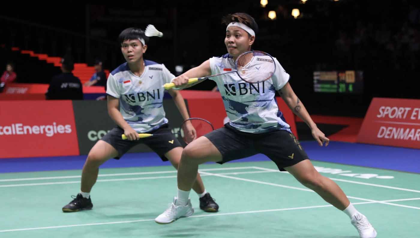 Pasangan ganda putri Indonesia, Apriyani Rahayu/Siti Fadia Silva Ramadhanti akan tampil di final Kejuaraan Dunia Badminton 2023. (Foto: PBSI) Copyright: © PBSI