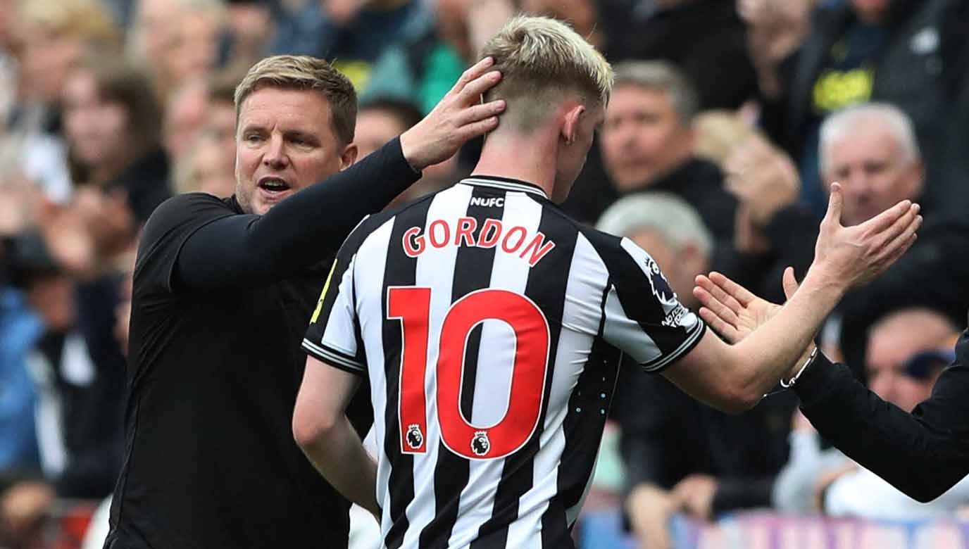 Eddie Howe mengaku jika Newcastle United cukup puas dengan hasil imbang 0-0 kontra AC Milan di matchday pertama Liga Champions 2023/2024, Selasa (19/09/23). (Foto: REUTERS/Scott Heppell) Copyright: © REUTERS/Scott Heppell