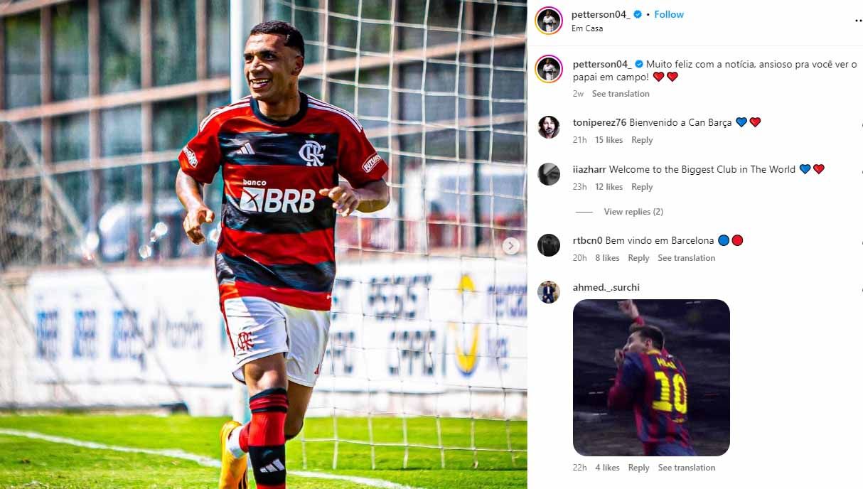 Klub Liga Spanyol (LaLiga), Barcelona, patenkan kedatangan berlian baru Brasil, Petterson Novaes Reis, di bursa transfer kali ini. (Foto: Instagram@petterson04_) Copyright: © Instagram@petterson04_