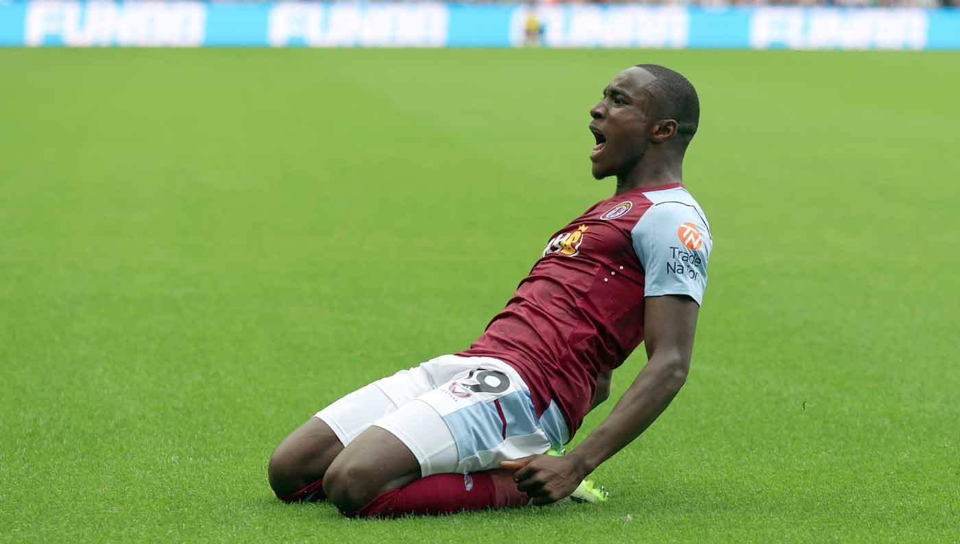 Selebrasi pemain Aston Villa Moussa Diaby usai mencetak gol ke gawang Newcastle United pada laga Liga Inggris. (Foto: Reuters/Lee Smith) Copyright: © Reuters/Lee Smith