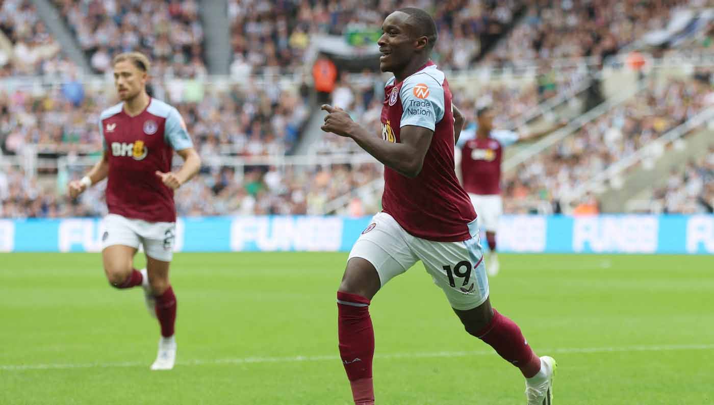 Selebrasi pemain Aston Villa Moussa Diaby usai mencetak gol ke gawang Newcastle United pada laga Liga Inggris. (Foto: Reuters/Lee Smith) Copyright: © Reuters/Lee Smith